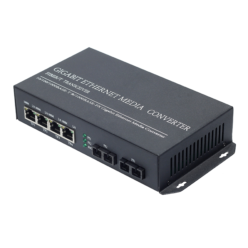 4x10/100/1000Base-TX to 2x1000Base-LX Dual fiber 1310nm 40km Fiber Switch
